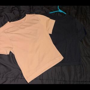 Target Women's Tan and Pink Crop-top